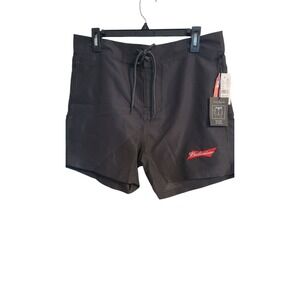 Pac Sun Budweiser Men Black‎ Unlined Swim Trunks Pockets Draw String Size M NWT